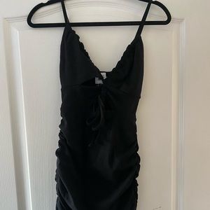 scrunched black dress